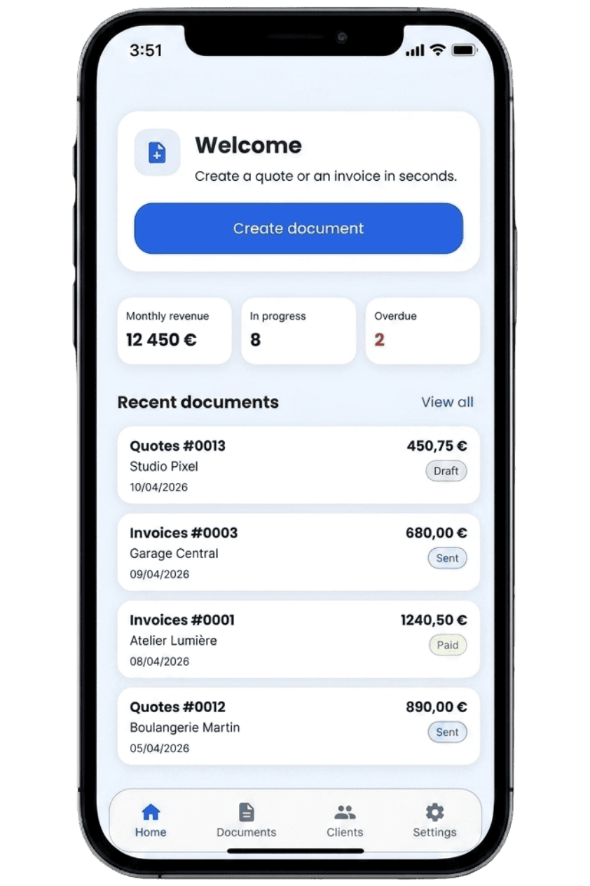 Aperçu de l’application Devisly