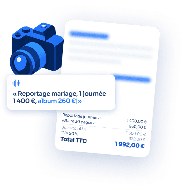 Photographie : reportage mariage, 1 journée 1 400 €, album 260 €.