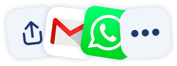 Partage par email, WhatsApp ou lien.